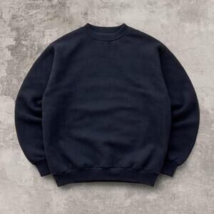 Black Crewneck Small USA Made Blank Sweatshirt Cropped Boxy 1970s Cotton